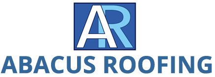 logo for Abacus roofing in Northampton. blue writing on white background.