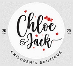 logo black writing on a white circle, for Chloe & Jack Children's Boutique, based in Northampton.