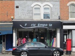 the front of a shop, Fabric Emporia, fabric shop in Northampton