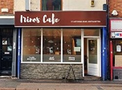 the front of a cafe, Irinos cafe in Northampton