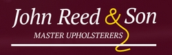 logo for John Reed and sons upholstery in Kettering Northants. white text on red backgrouns.