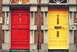  a red door and a yellow door, image for Predictor Reclaim in Moulton Northamptonshire