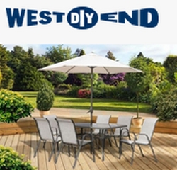 a sunny garde with a table, chairs, and parasol, garden centres in Northampton