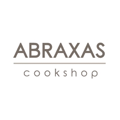 logo grey writing on a white background saying Abraxas cookshop