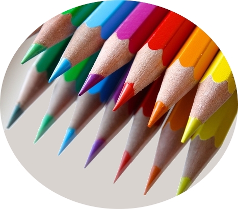 a group of coloured pencils