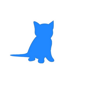 a silhouette of a kitten in blue