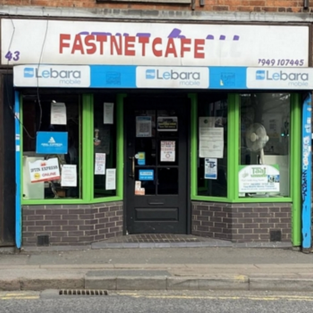 shopfront of  a cafe, Fastnet cafe, Kettering road, Northampton.