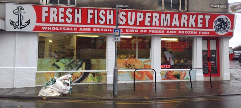 outside shot of fishmongers shop on Kettering road, Northampton