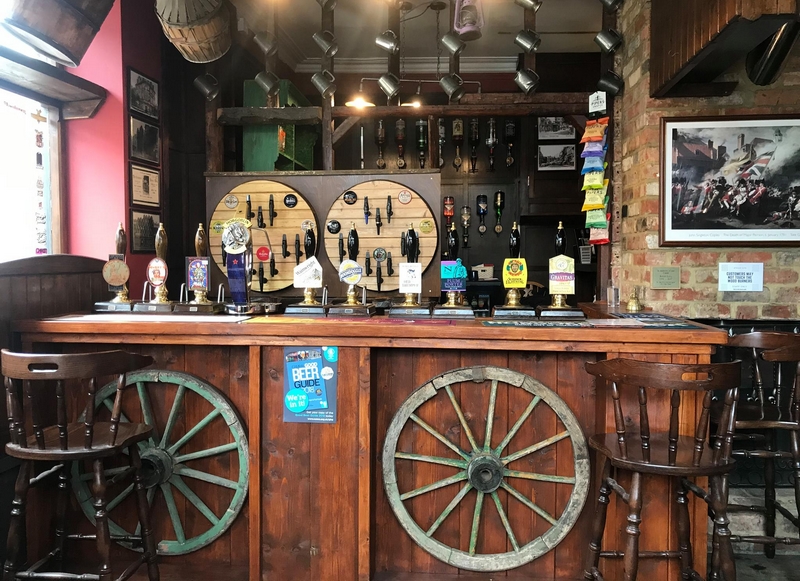 inside of a bar with beer on tap, Olde England pub, Kettering road, Northampton