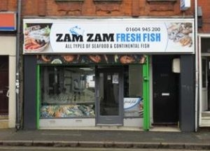 shopfront of Zam zam fishmongers in Northampton