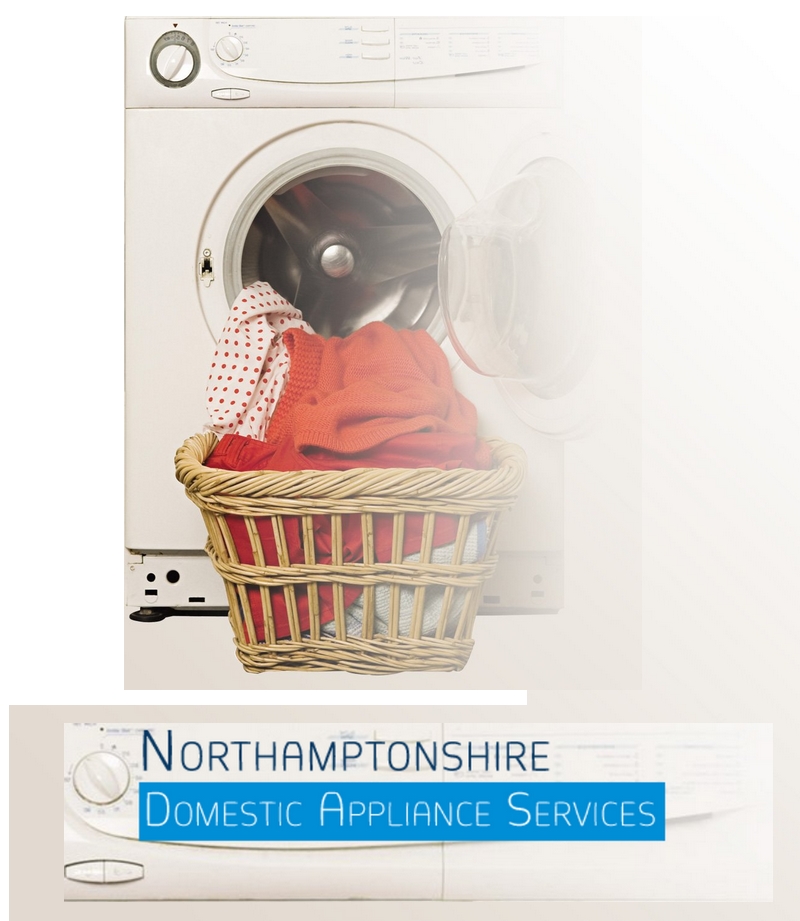 a washing machine with a basket of clothes. Washing machines in Northampton.