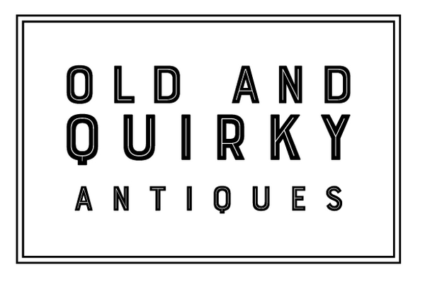 a logo, black writing on a white background for an antiques business