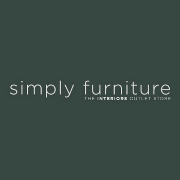 logo white writing on a grey background for a simply furniture company