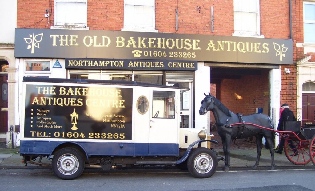 a vintage van, signwritten for Bakehouse antiques