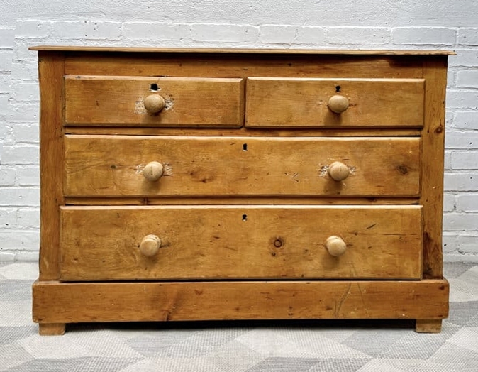 a vintage pine chest of drawers