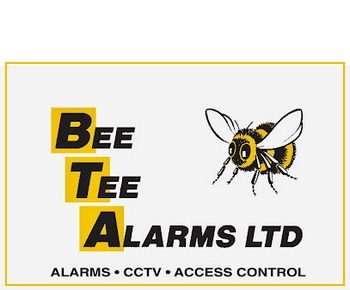 yellow and black logo with a bee on it for Bee Tee alarms in Northampton